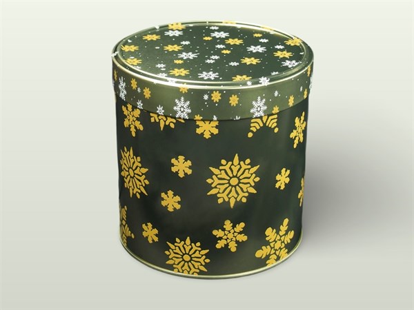 Dóza Dóza Sněhové vločky kulatá zlatá