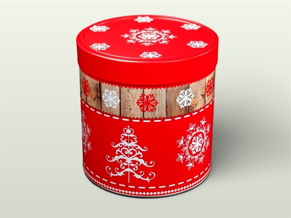 Dóza Dóza Vánoční motiv kulatá červená