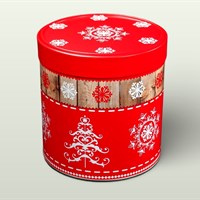 Příslušenství: Dóza Vánoční motiv kulatá červená