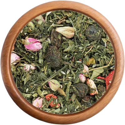 Zelený čaj s příchutí Jahody v šampaňském