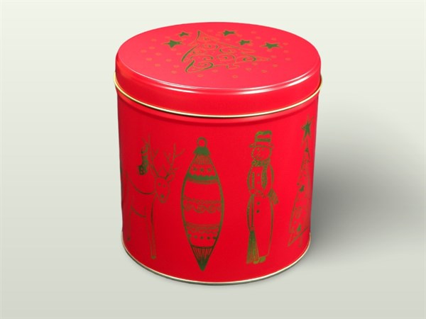 Dóza Dóza Vánoční motiv kulatá červená