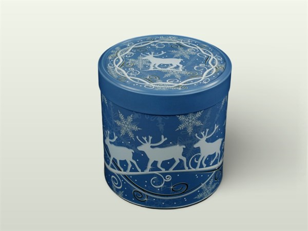 Dóza Dóza Vánoční motiv sobů kulatá modrá