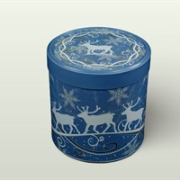 Příslušenství: Dóza Vánoční motiv sobů kulatá modrá